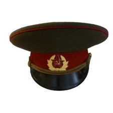 Vintage 1984 Soviet Army Infantry Officer Visor Cap with Red Star Emblem picture