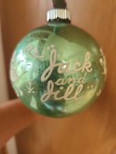Vtg Shiny Brite Green Jack And Jill Nursery Rhyme Glass Ornament picture
