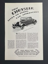 1926 Chrysler 52, 62, 72, 80 Car - Original Print Advertisement (10 x 6.5) picture