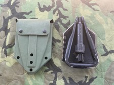1980 Cold War USMC Army Military Surplus Entrenching E Tool Shovel & Pouch USGI picture