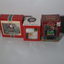 Lot of 3 Hallmark Ornaments Joy Ride Santa 35mm Mouse Camera Head VTG picture