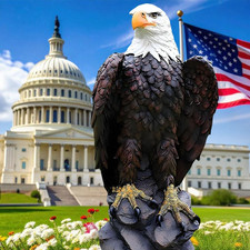 Bald Eagle Statue Outdoor - Large American Eagle Figurine for Garden 24.4