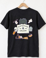 Dunkin Salem Halloween Black T Shirt Comfort Colors Entering Salem Coffee Cat picture