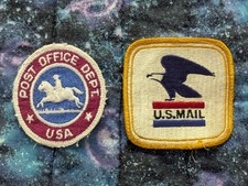 2 Vintage Post Office Patches - Post Office Department & US Mail - 1965 & 1971 picture