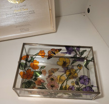 Beautiful Vintage hand painted stained glass jewellery case see spec for details picture