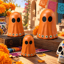 3 Pcs Day of The Dead Figurines Mexican Halloween Ghost Decor picture