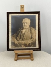 🟡 Thomas Edison Monochromatic Photograph Replica Stringfellow Letter ~ Framed picture