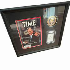 Beckett Authenticated George H/Barbara Bush cut Signature Framed TIME Display picture
