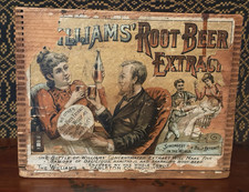 Antique Primitive Williams Root Beer Litho Label Advertising Crate Box Lid AAFA picture