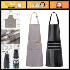 2 Pack Kitchen Cooking Aprons, Adjustable Bib Soft Chef Apron with 2 Pockets for picture