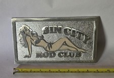 SIN CITY ROD CLUB Cast Aluminum Car Plaque picture