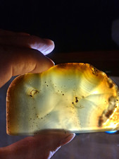 Polished Agate Slab Slice Lapidary Stone Brown Orange Banded Translucent picture
