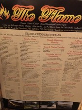 Wisconsin 2015 Lac Du Flambeau Restaurant The Flame Menu Magazine Ad Page 8.5x11 picture