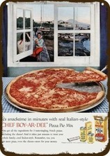 1958 CHEF BOY-AR-DEE Italian Pizza Pie Mix Vntg-Lk DECORATIVE REPLICA METAL SIGN picture