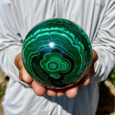 2.12LB Rare Natural Malachite quartz hand Carved sphere Crystal Healing Gem ball picture