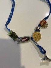 Vintage 1996 Atlanta Olympic Games collectible pin lot with Speedo lanyard. picture