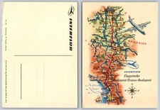 Continental Interflug Budapest Tirana Flight Route Map Airplane Postcard picture