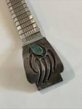 Vintage Native American Sterling Silver Turquoise Watch Band Tips Bear Claw picture
