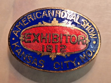 1912 American Royal Kansas City EXHIBITOR Pin Button Live Stock Show Missouri MO picture