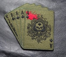 DEAD MAN'S HAND ACES SKULL ODA FOREST HOOK FASTENER PATCH picture