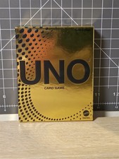 UNO GOLD PREMIUM Edition Card Game 112 Cards 2-6 Players Foil Embossed Unique picture