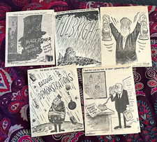 Lou Grant Black & White Political Cartoon Comic Strip Panels Lot picture