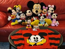 Vintage Mickey & Minnie Mouse Plush Dolls, Mickey Mouse Sweater (Lot Of 13) picture