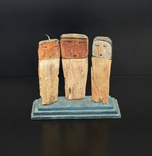 VTG Hopi Pueblo Native American Multicolor Carved Cotton Wood Trio Kachina Doll picture