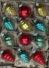 Vintage Shiny Brite USA Lantern Swirls Grapes Tornado Glass Christmas Ornament picture