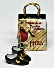LIMOGES FRANCE BOX - MOULIN ROUGE PURSE & SHOES - TOULOUSE-LAUTREC - PARIS - LE picture