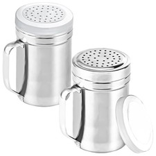 2Pcs Metal Salt Pepper Dredge Shakers, Stainless Steel Pepper Shaker Seasoning picture