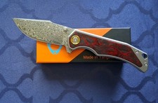*NEW* 🔥 SIXLEAF Folding Knife w/Damascus Blade & Titanium/CF Handle (SL-89-Red) picture