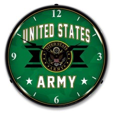 NEW UNITED STATES ARMY  L.E.D.  LIGHTED RETRO CLOCK - WE PAY THE SHIPPING* picture