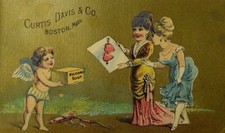 1870's-80's Curtis Davis & Co Soap Five Points NY Cupid Lovely Ladies Hearts P38 picture