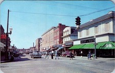 1951 PATCHOGUE LONG ISLAND NEW YORK NY MAIN STREET OCEAN AVENUE VINTAGE POSTCARD picture