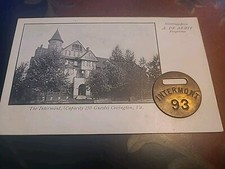 WoW  RARE Intermont Hotel Covington VA On Postcard Brass Key Fob 1891-1912. picture