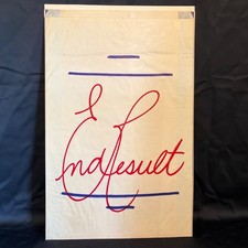 Vintage End Result Paper Bag Graphic Art Mid Century Red Blue Typography 22x14 picture