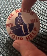 Vintage He Needs Your Help POW MIA Pinback Button Pin PB32 picture