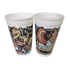 Vintage Jurassic Park Velociraptor & Dilophosaur McDonald's Large Cup 1992 picture