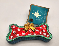 Christopher Radko 2005 Paws for a Snak Dog Bone Christmas Ornament NEW Scarce picture
