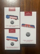 New, Pristine Boxes Hallmark Ornament (3) Piece Set: Lionel Trains Bicentennial picture