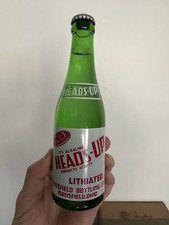 Vintage Heads-Up Lithiated Soda Bottle Full Sealed Mansfield Ohio Green ACL picture