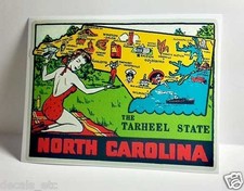 North Carolina Vintage Style Travel Decal / Vinyl Sticker, Luggage Label picture