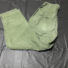Vintage 60s 70s US Military OG 107 Cotton Sateen Fatigue Pants 32x27 Baker Vtg picture