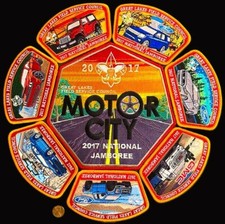 BOY SCOUT BSA GREAT LAKES FIELD OA 29 2017 JAMBOREE 8-PATCH MOTOR CITY CAR SET picture
