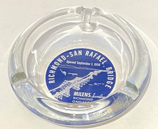 VTG MILENS Jewelry, RICHMOND - SAN RAFAEL, BRIDGE  Glass Ashtray Souvenir☚☚👀 picture