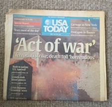 USA Today September 12 2001 Act Of War Twin Towers Complete Newspaper  picture