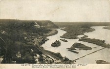Burlington Route Mississippi River Scenis Line aerial view Postcard picture