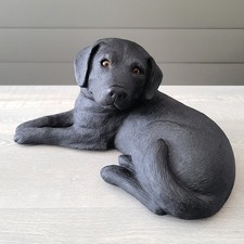 Vintage 80's Sandicast Black Lab Labrador Retriever Figurine Signed BRUE VGUC picture