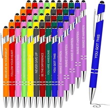 50 PCS Inspirational Pens Bulk Set with Stylus Tip, Black Ink, Great Gifts picture